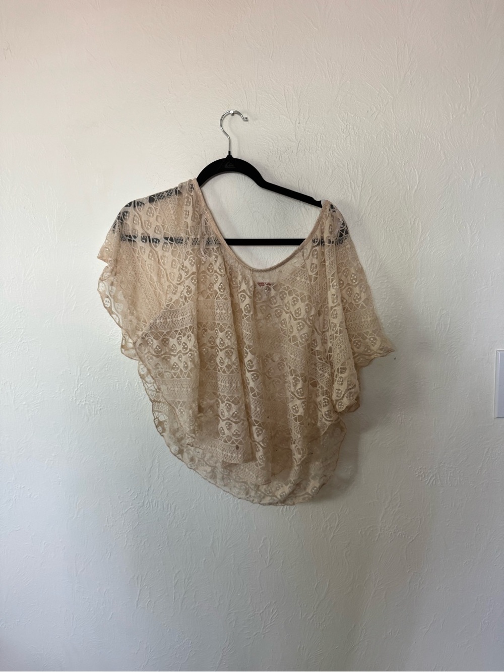 Vintage Y2K Body Lace Poncho | Sheer Crochet Top